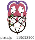 Siamese twins with pentagram drawing 115032300