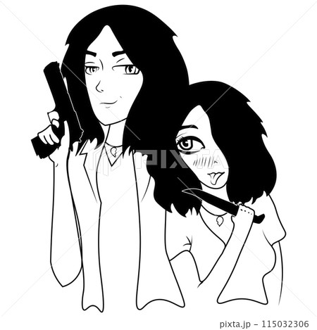 Guy with a gun and a girl with a knife Guy with a gun and a girl with a knife 115032306