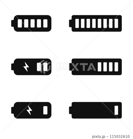 battery capacity charging icons set collection vector flat illustration 115032610