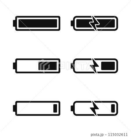 battery capacity charging icons set collection vector flat illustration 115032611