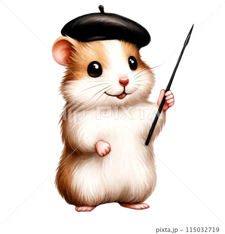 指し棒を持つハムスターのイラスト 115032719