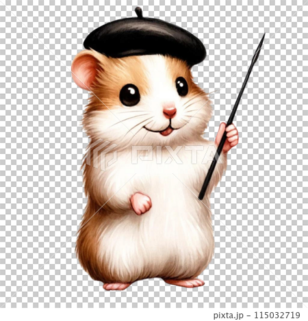 指し棒を持つハムスターのイラスト 115032719