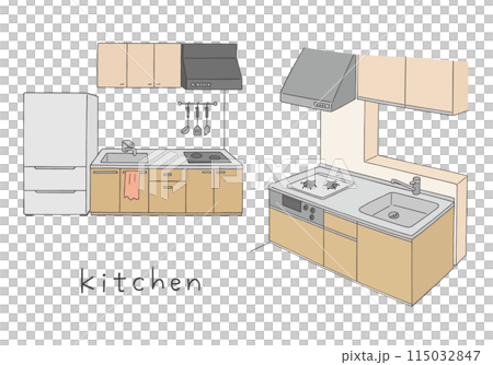 Hand-drawn kitchen illustration (color) Hand-drawn kitchen illustration (color) 115032847