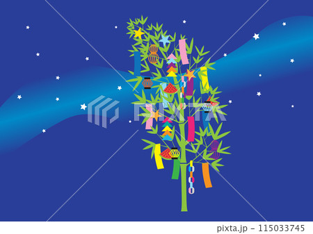 七夕飾りと天の川 115033745