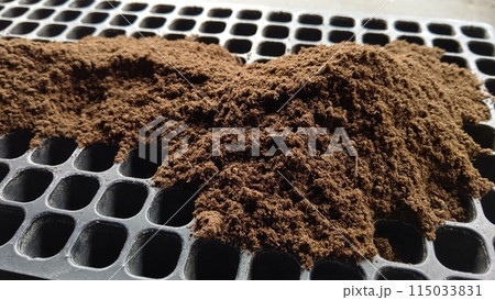 セルトレイにのせた培土 115033831