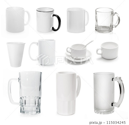 Collection if different cups and mugs 115034245