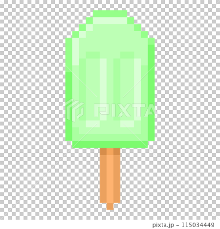 Pixel illustration of lime popsicle Pixel illustration of lime popsicle 115034449