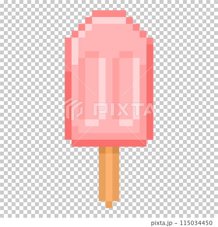 Pixel illustration of strawberry flavored popsicle Pixel illustration of strawberry flavored popsicle 115034450