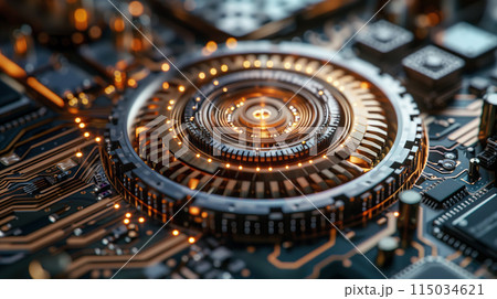Quantum processor at the center of an advanced computer board 115034621