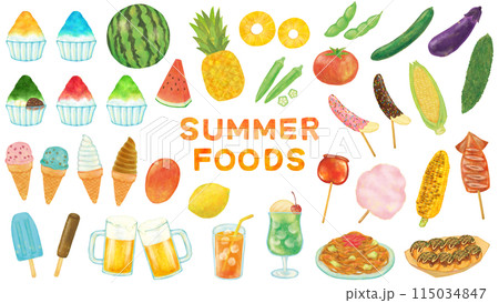 夏の食べ物 イラストセット 115034847