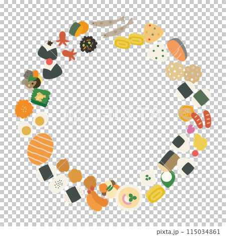 Cute Japanese food circle frame Cute Japanese food circle frame 115034861