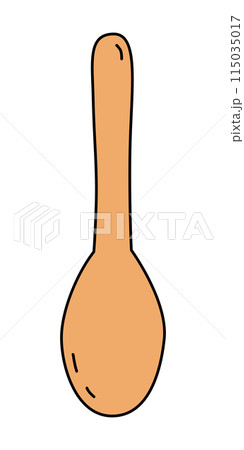 Wooden spoon, cooking or baking kitchen utensil design element, vector 115035017