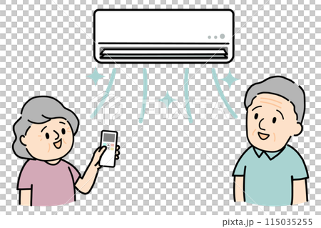エアコンを使うシニア夫婦 115035255