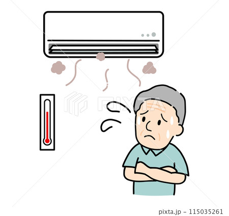 汚れたエアコンと熱中症のイラスト 115035261