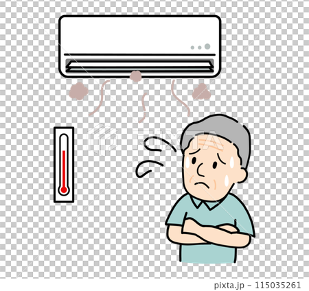 汚れたエアコンと熱中症のイラスト 115035261