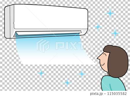 Woman with air conditioner Woman with air conditioner 115035582