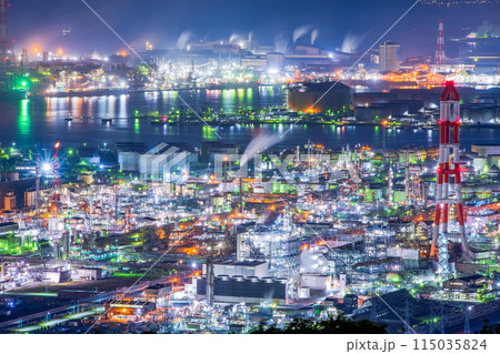 岡山県 倉敷市 水島工場夜景 岡山県 倉敷市 水島工場夜景 115035824