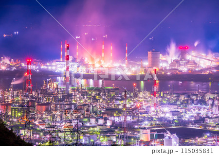 岡山県 倉敷市 水島工場夜景 岡山県 倉敷市 水島工場夜景 115035831