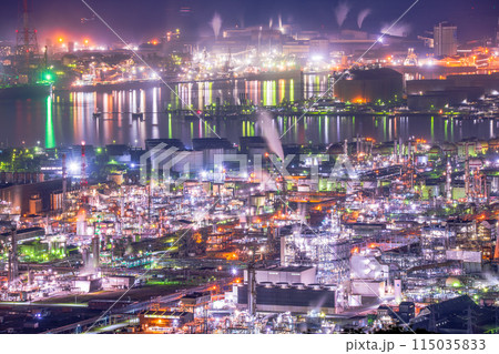 岡山県 倉敷市 水島工場夜景 岡山県 倉敷市 水島工場夜景 115035833