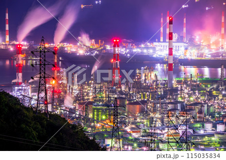 岡山県　倉敷市　水島工場夜景 115035834