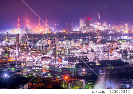 岡山県 倉敷市 水島工場夜景 岡山県 倉敷市 水島工場夜景 115035840