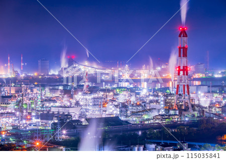 岡山県　倉敷市　水島工場夜景 115035841