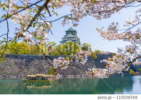 【春の大阪城公園】大阪城天守閣と御座船【桜】 【春の大阪城公園】大阪城天守閣と御座船【桜】 115036508