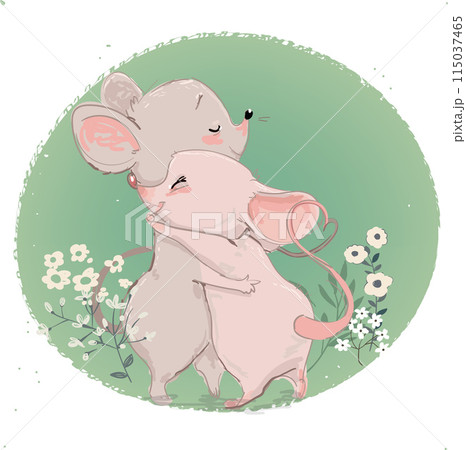 cute lovely mouses characters are hugging cute lovely mouses characters are hugging 115037465