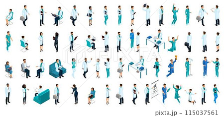 Isometrics a large set of characters, people in...のイラスト素材 [115037561 ...