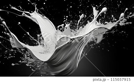 White paint splash isolated on black background 115037915