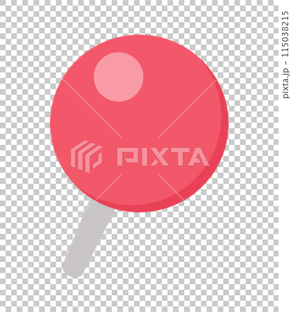 斜めに刺さっているかわいい赤い色のピン･マーカー - 押しピン･画鋲･目印のイメージ素材 115038215