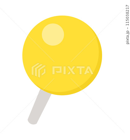 斜めに刺さっているかわいい黄色のピン･マーカー - 押しピン･画鋲･目印のイメージ素材 115038217