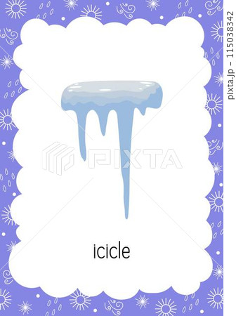 Weather flash card Icicle topical vocabulary learning printable, educational English worksheet for kids, nursery, kindergarten, pre-school, leisure activity, teacher resources vector illustration Weather flash card Icicle topical vocabulary learning printable, educational English worksheet for kids, nursery, kindergarten, pre-school, leisure activity, teacher resources vector illustration 115038342