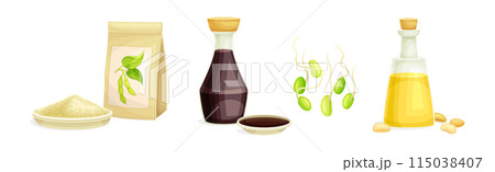 Soya Product from Edible Legume Plant Vector Set 115038407