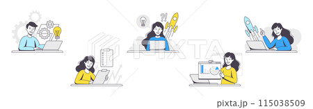 Business Project with People Character Working...のイラスト素材 [115038509 ...
