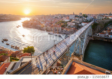 View of Porto city, Portugal, on sunset View of Porto city, Portugal, on sunset 115038677