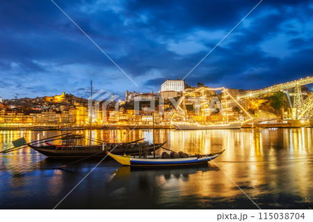 View of Porto city over Douro river. Porto, Vila Nova de Gaia, Portugal 115038704