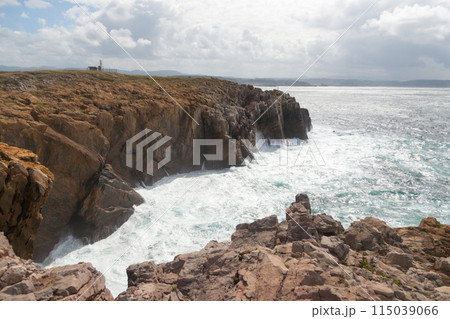 Cliffs of Aviles beach landscape, Asturias, Spain Cliffs of Aviles beach landscape, Asturias, Spain 115039066