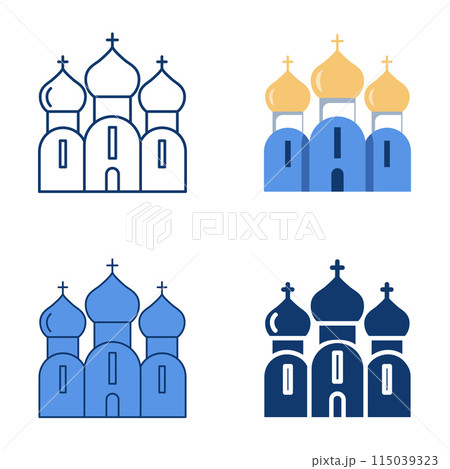 Orthodox church icon set in flat and line style 115039323