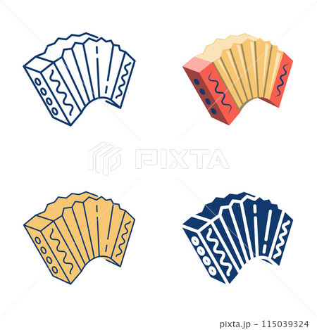 Accordion folk music instrument icon set 115039324