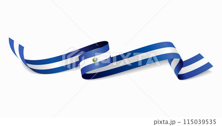 El Salvadoran flag wavy abstract background. Vector illustration. El Salvadoran flag wavy abstract background. Vector illustration. 115039535