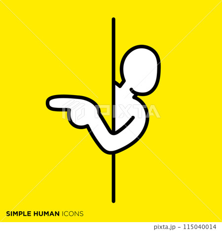 シンプルな人間のアイコンシリーズ, 壁越しに指差す人 シンプルな人間のアイコンシリーズ, 壁越しに指差す人 115040014