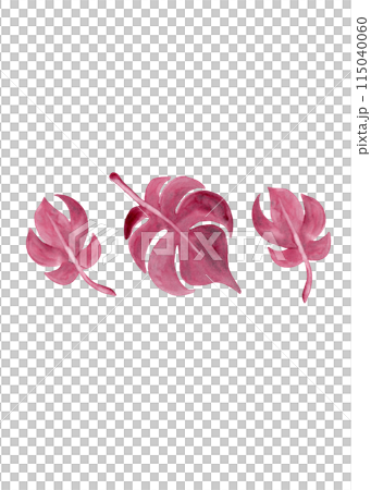Big red tropical leaves silhouettes. Design elements. Watercolor texture. Ideal for decorating fabrics, wallpaper, dishes and other products with watercolors Big red tropical leaves silhouettes. Design elements. Watercolor texture. Ideal for decorating fabrics, wallpaper, dishes and other products with watercolors 115040060