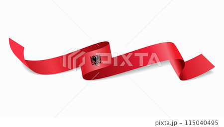 Albanian flag wavy abstract background. Vector illustration. Albanian flag wavy abstract background. Vector illustration. 115040495