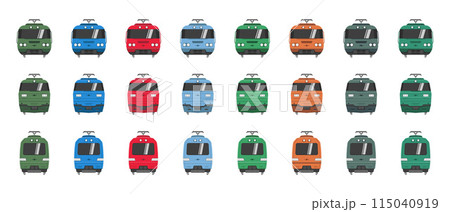 public transport train front view icons cartoon style vector flat illustration 115040919