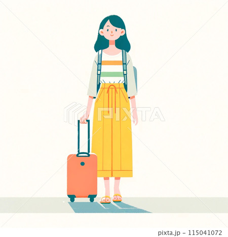 旅行に出かける女性 日本人 女性 旅行 トラベル 淡い色 パステルカラー スーツケース かわいい 旅行に出かける女性 日本人 女性 旅行 トラベル 淡い色 パステルカラー スーツケース かわいい 115041072