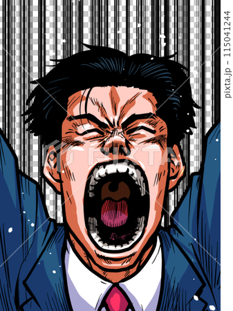 勢いよく万歳をするビジネスマンのイラスト 115041244