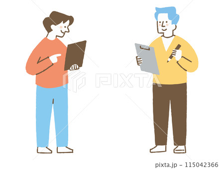 タブレットを持つ人ととバインダーを持つ人_色 115042366