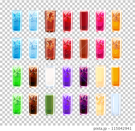 設定各種彩色果汁的插圖 設定各種彩色果汁的插圖 115042941