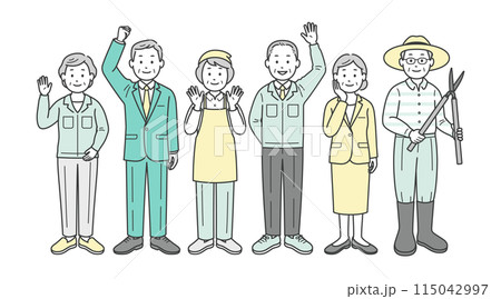 元気な高齢者男女のセカンドライフの仕事いろいろ 115042997